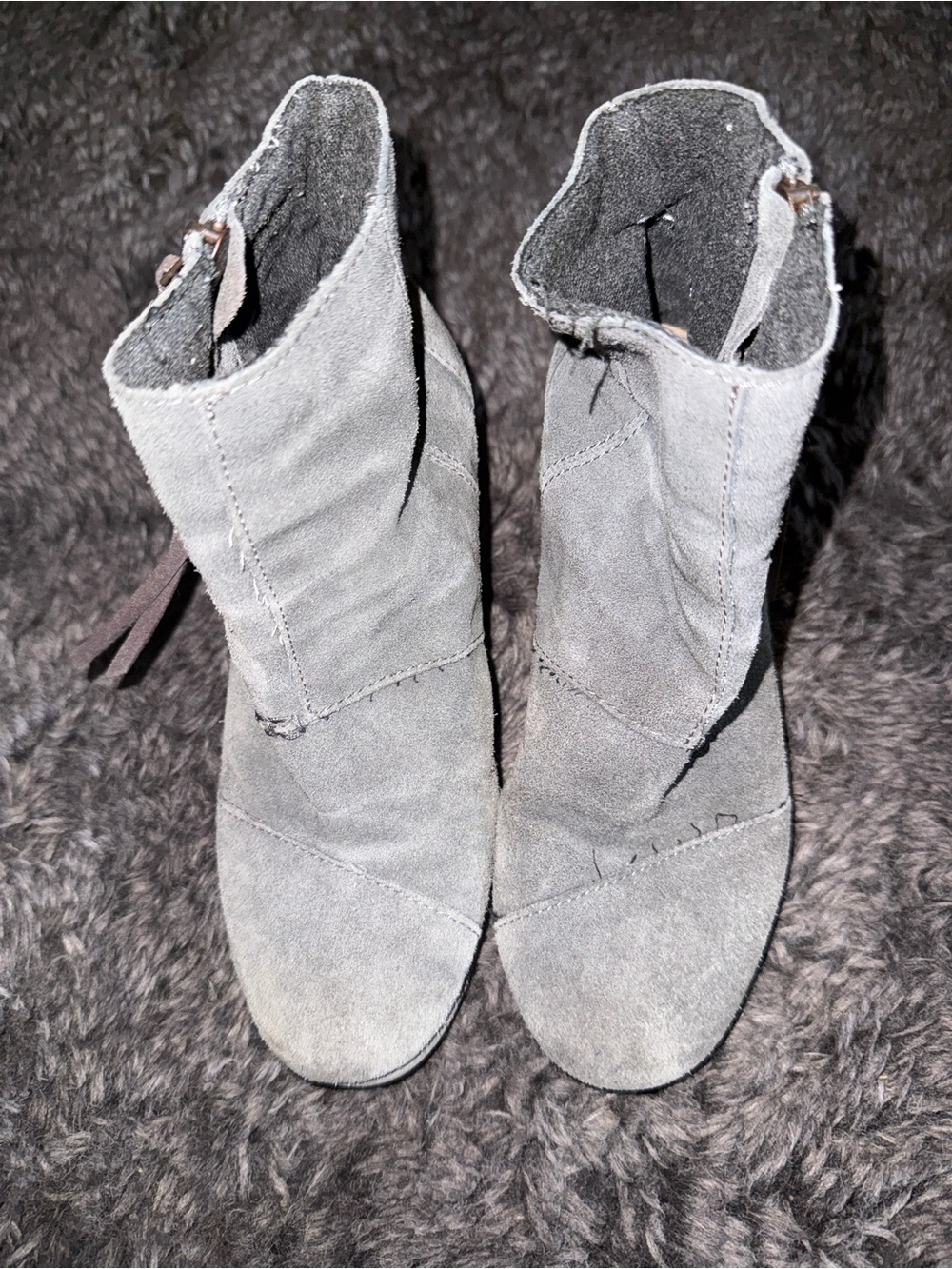 Toms Gray Suede Ankle Booties